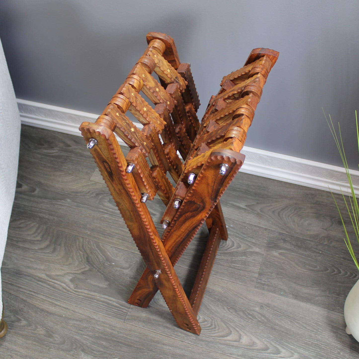 Natural Geo Rosewood Decorative Folding Stool