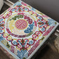 Natural Geo Multicolored Blue Decorative 17" Square Stool