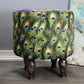 Natural Geo Blue/Green Peacock Decorative 17" Round Stool