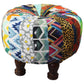 Natural Geo Multicolored Patchwork Decorative 15" Round Stool