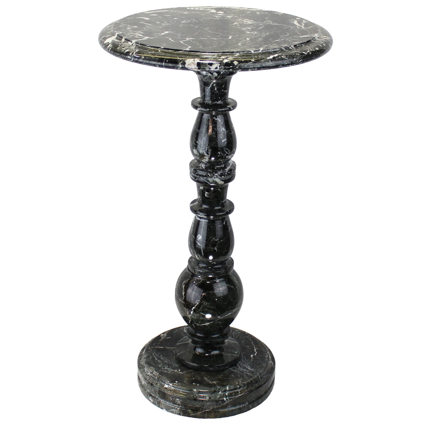 Natural Geo Black Marble Round End Accent Table