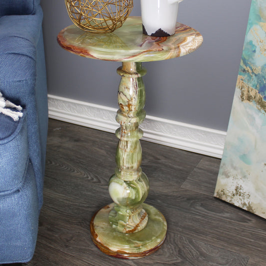 Natural Geo Multicolored Onyx Round End Accent Table