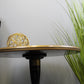 Natural Geo Decorative Rosewood Round Wooden Accent Table Red/Gold/Black