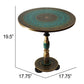 Natural Geo Rosewood Round Wooden 18" Accent Table - Turquoise