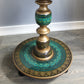 Natural Geo Rosewood Round Wooden 24" Accent Table - Turquoise