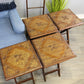Natural Geo Decorative Rosewood Set of 4 Tray Tables with Stand - Carved Floral