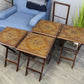 Natural Geo Decorative Rosewood Set of 4 Tray Tables with Stand - Carved Floral