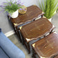 Natural Geo Decorative Rosewood Set of 4 Nesting Tables - Wavy