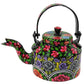 Natural Geo Black Floral 9" Decorative Steel Kettle