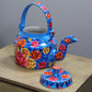 Natural Geo Blue Floral 9" Decorative Steel Kettle