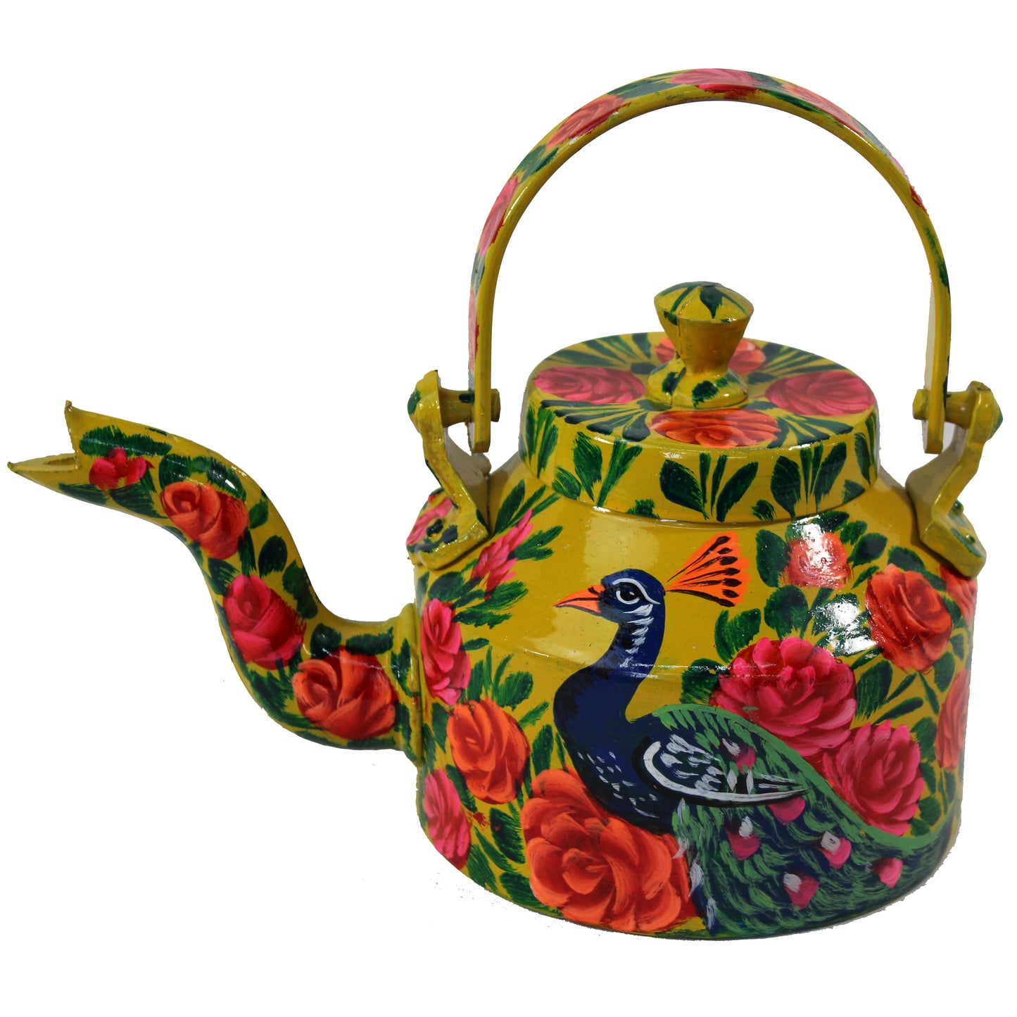 Natural Geo Yellow Floral 10" Decorative Steel Kettle