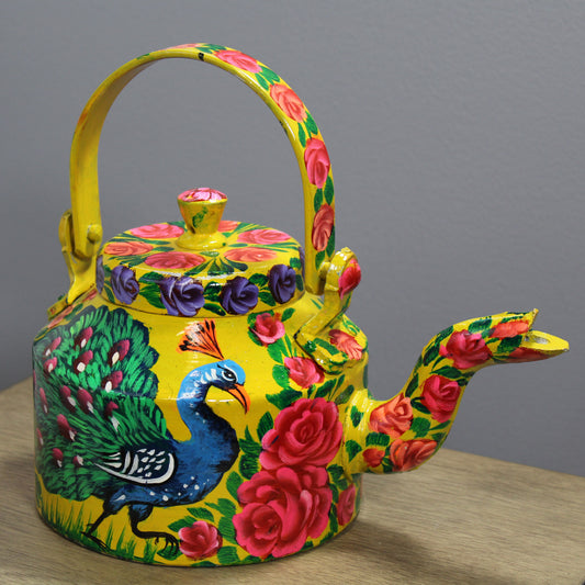Natural Geo Yellow Floral 10" Decorative Steel Kettle