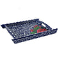 Natural Geo Dark Blue Floral Rosewood Serving Tray