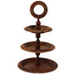 Natural Geo Decorative Rosewood Handcarved Wooden Tiered Stand