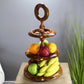 Natural Geo Rosewood Decorative Wooden Tiered Stand with Golden Brass Inlay
