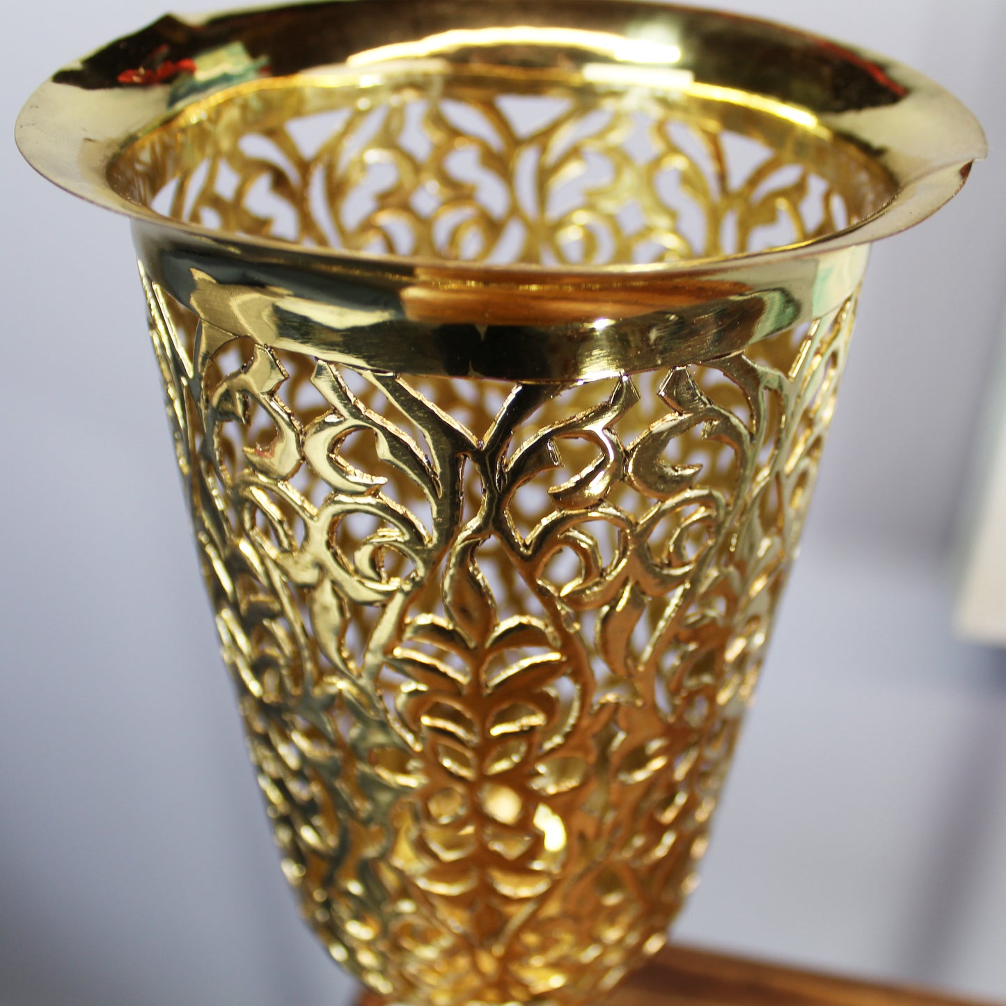 Natural Geo Brass & Black Marble 14" Candle Lantern Vase