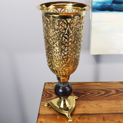 Natural Geo Brass & Marble 14" Candle Lantern Vase