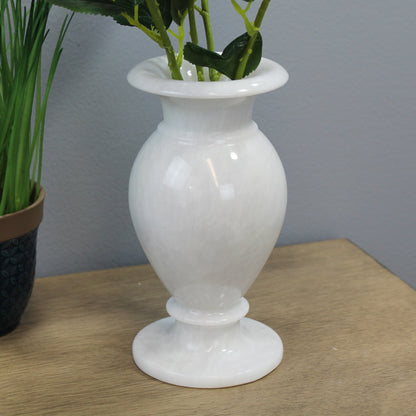 Natural Geo White Decorative Handcrafted 8" Marble Vase