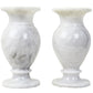 Natural Geo White Decorative Handcrafted 6" Marble Vase (Set of 2)