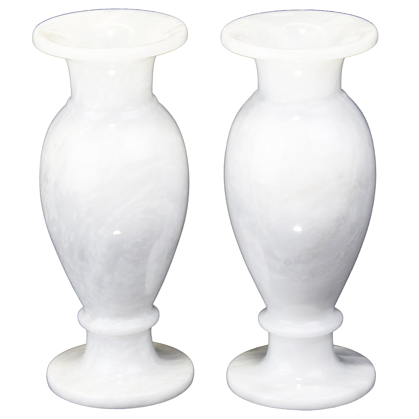 Natural Geo Decorative White 8" Marble Vase (Set of 2)