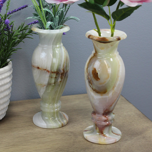 Natural Geo Multicolored Decorative Handcrafted 8" Onyx Vase (Set of 2)