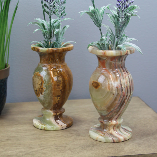 Natural Geo Multicolored Decorative Handcrafted 6" Onyx Vase (Set of 2)