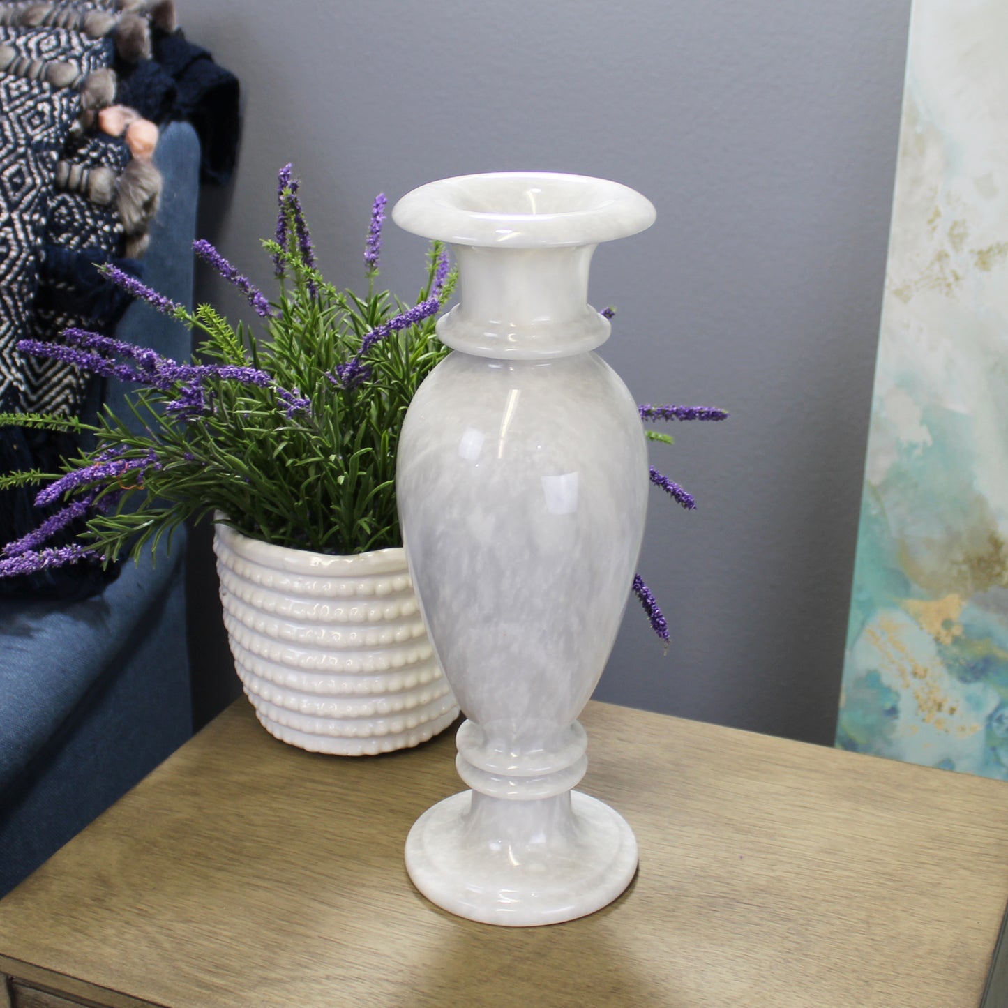 Natural Geo Decorative Marble White 12" Table Vase